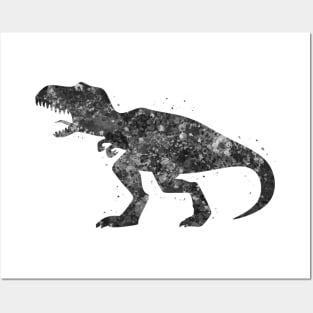 Tyrannosaurus rex dinosaur black and white Posters and Art